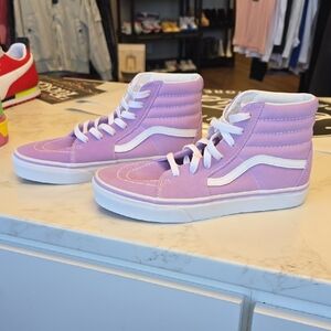 Vans Purple and White High-Top Sneakers